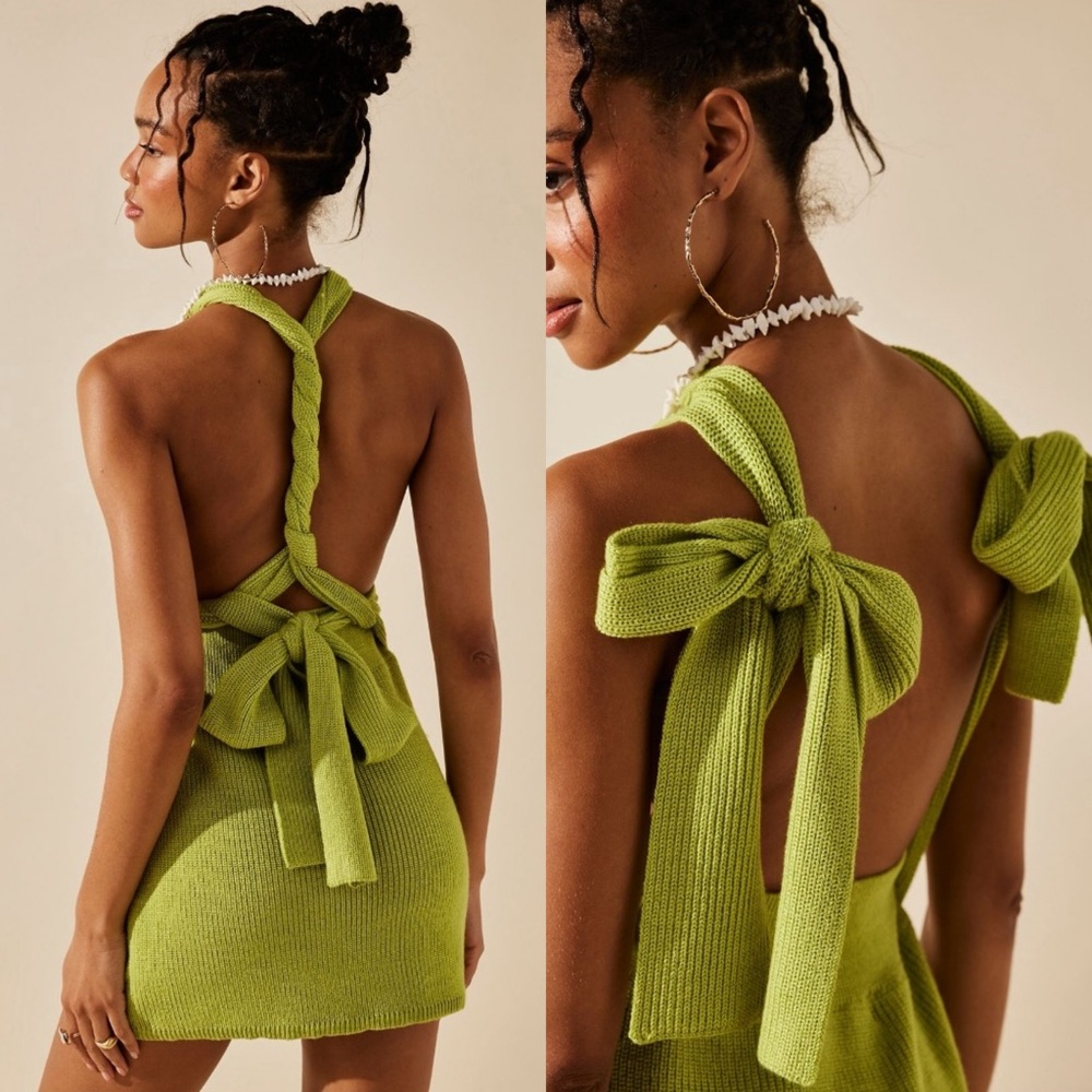 Free People Orchid Convertible Low-Back Mini Dress Knit Free-est Black Large NWT - Picture 2 of 10